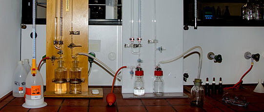 Two Scheibler apparatuses in the laboratory.