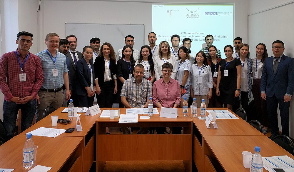 Participants and trainers of the fifth CAWa Summer School (first module) held in the German-Kazakh University in Almaty, Kazakhstan