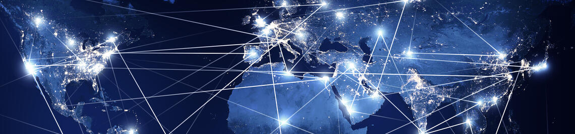 Global networking and international communication. World map as a symbol of the global network. Elements of this image furnished by NASA.